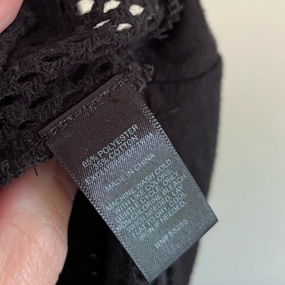 Express Mesh Knit Lightweight Sweater | 3/4 Length Sleeves Black Sweater - Picture 7 of 10